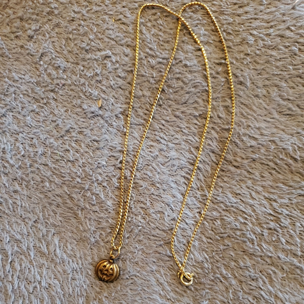 Gold mini Pumpkin pendant necklace